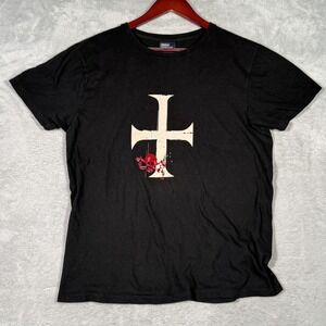 Vintage Polo Ralph Lauren Shirt Mens Medium Black Cross Skull Graphic Tee RARE